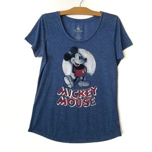 Disney Parks Mickey Mouse burnt out blue shirt